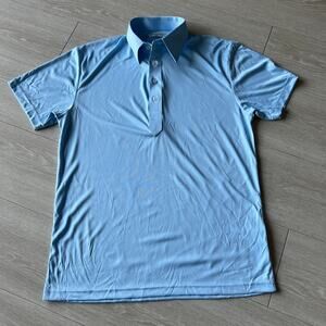 Collars & Co Dress Collar Polo Shirt Mens Small Light Blue Short Sleeve